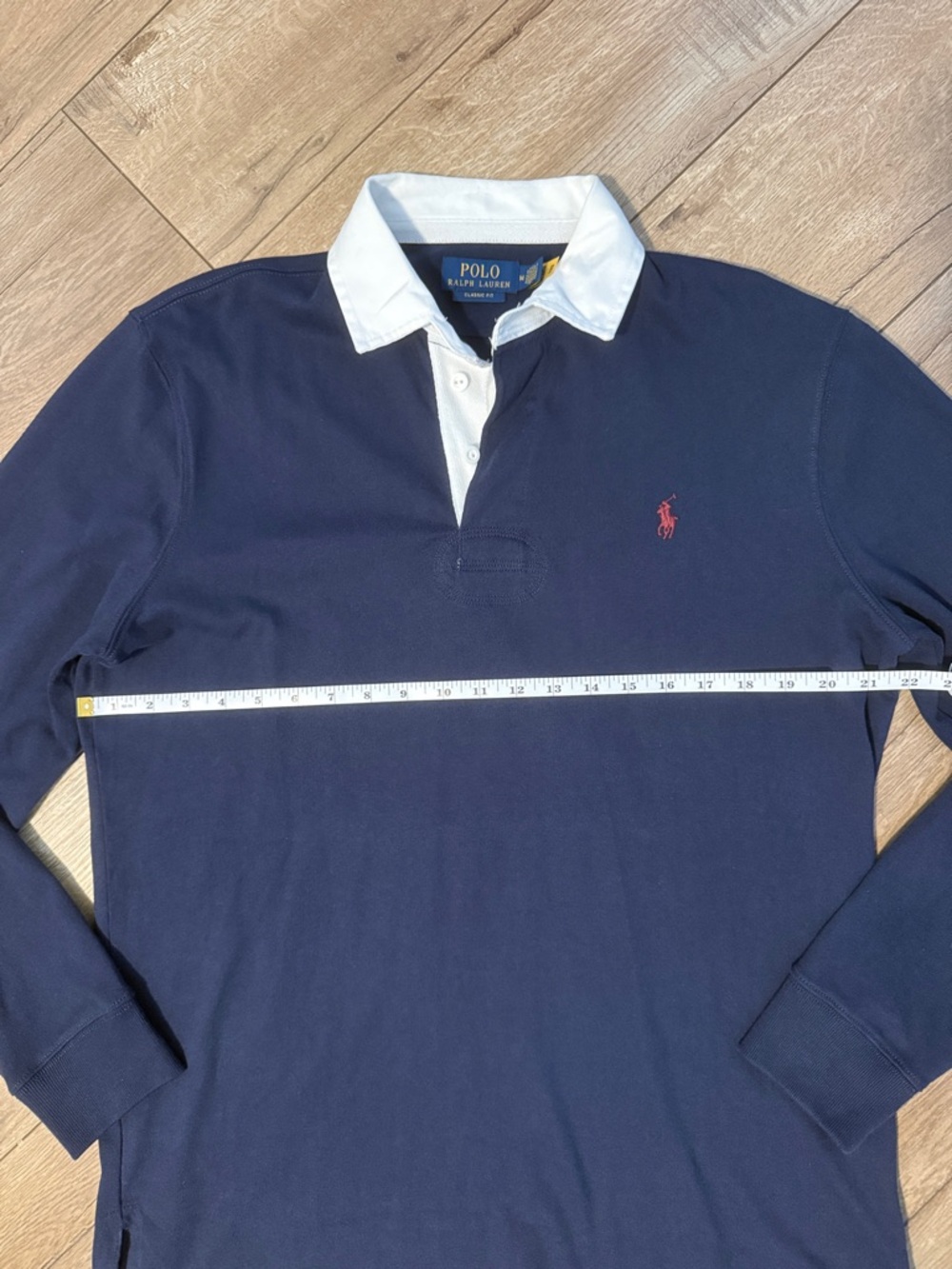Polo by Ralph Lauren Navy Long-Sleeve Rugby with White Collar - Picture 2 of 2